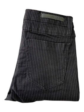 Jeaniologie black trouser jeans black white pinestripes skinny regular rise 2